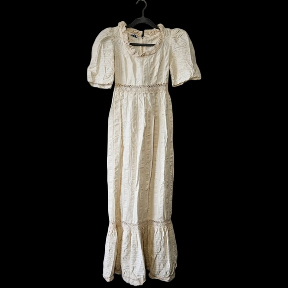 Algo Dresses & Skirts - Vintage Algo Victorian Prairiecore Dress Size S Cream Lace Feminine Ivory